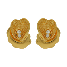 Heart Design Gold Stud With Stone